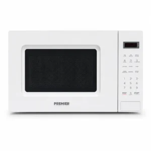 Horno microondas Premier de color blanco con panel digital y funciones rapidas